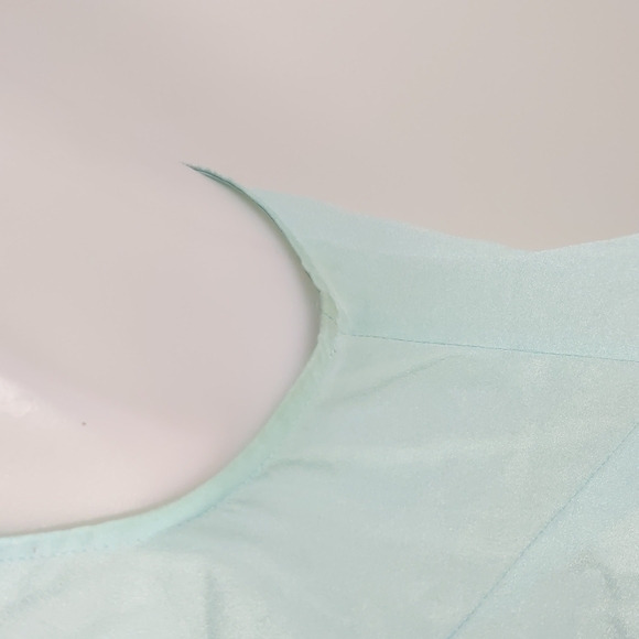 Cue Women's Top Size 6 Mint Green Sleeveless Round Neck Keyhole Button Gathered - Picture 5 of 16